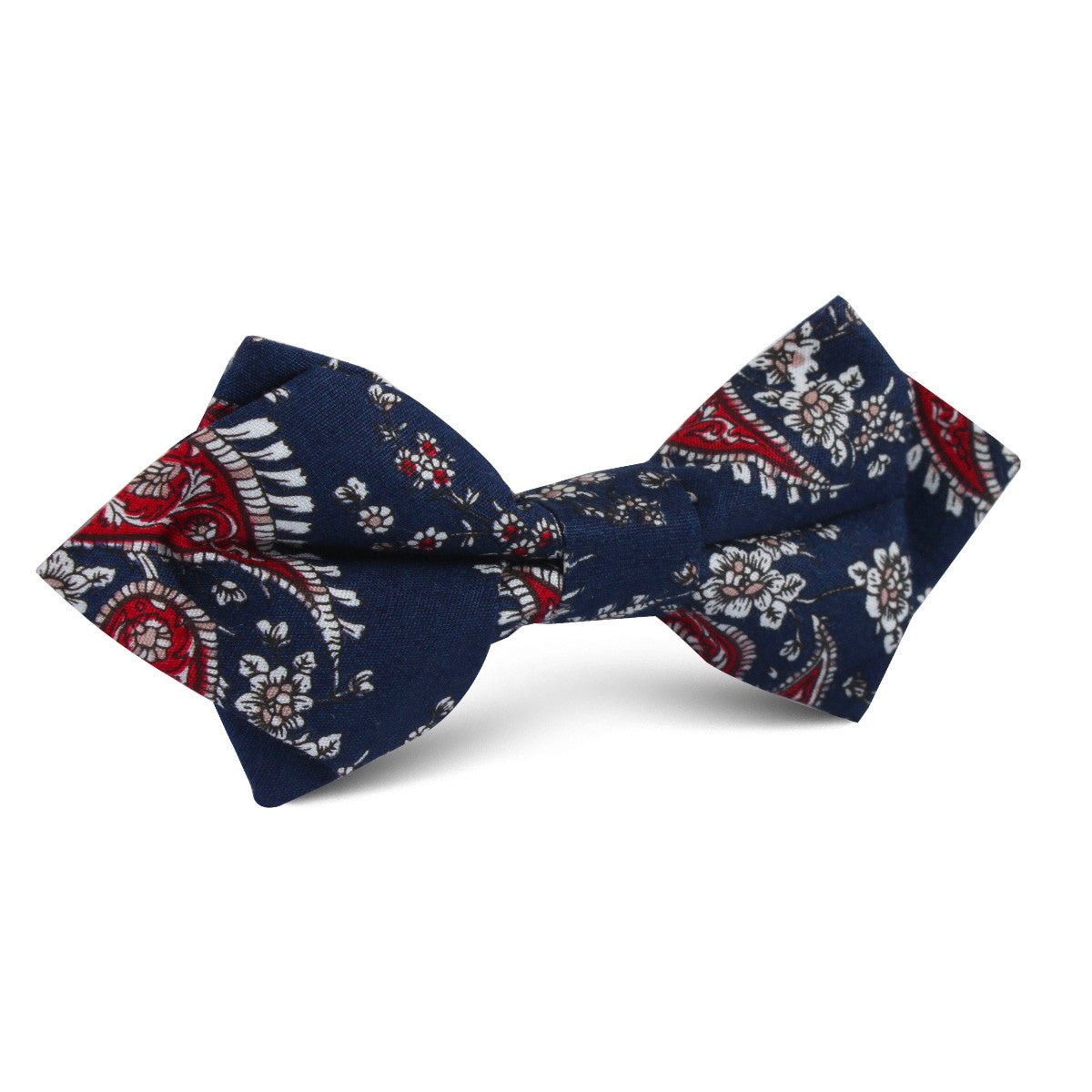 Trasimeno Blue with Red Paisley Diamond Bow Tie