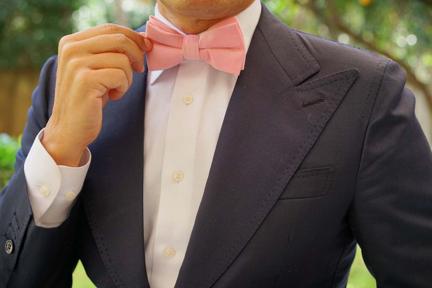 Pink Velvet Bow Tie