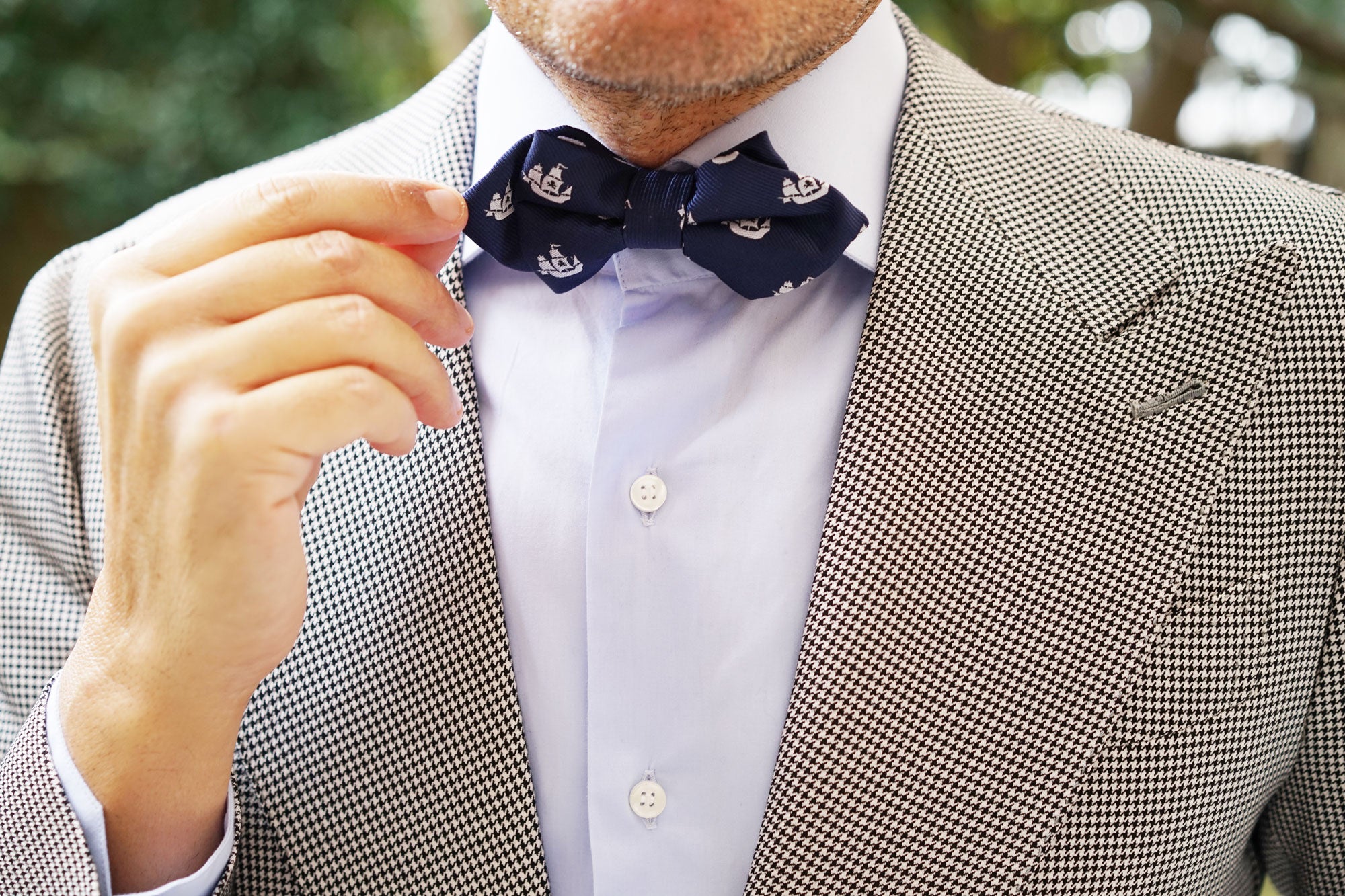 Nautical Pirate Ship Diamond Bow Tie