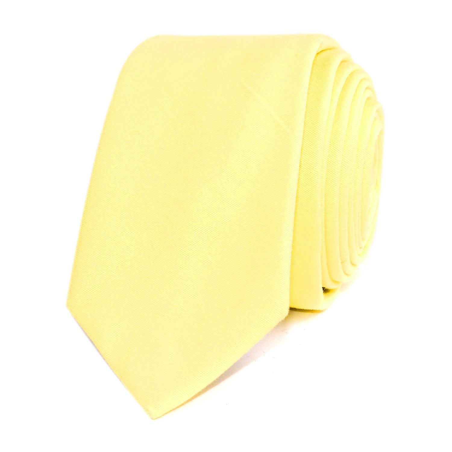 Pastel Yellow Cotton Skinny Tie