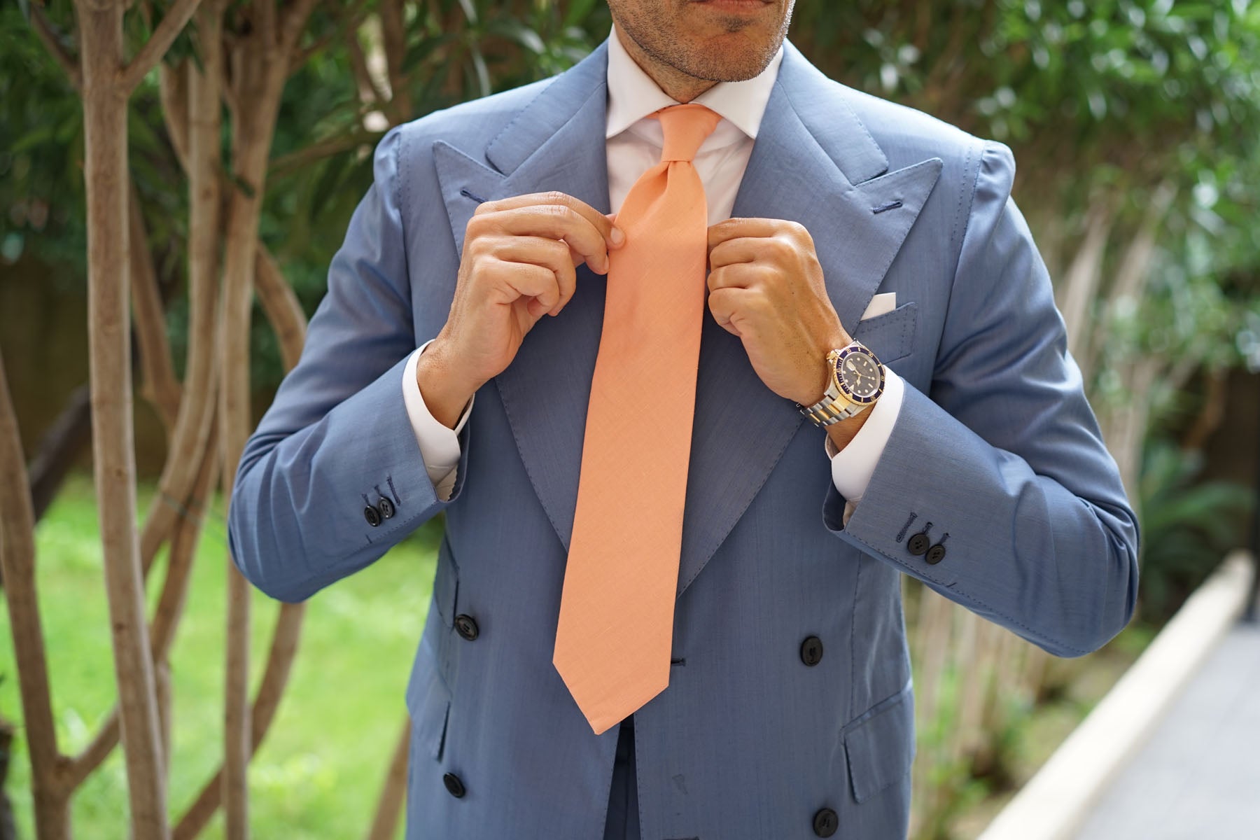 Coral Pink Linen Necktie