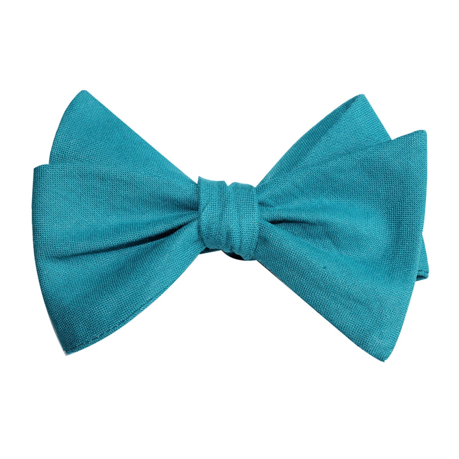 Teal Slub Linen Self Tie Bow Tie