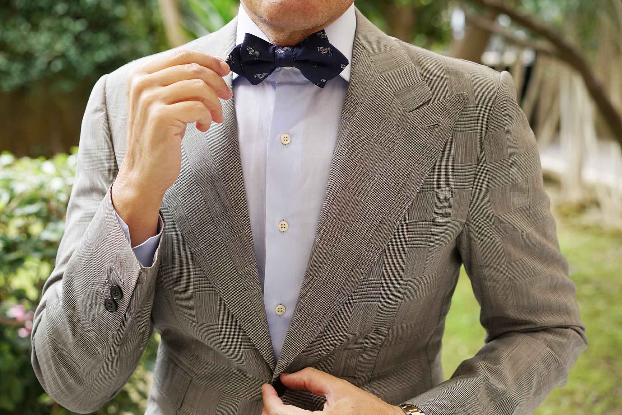 Navy Blue Zebra Diamond Bow Tie