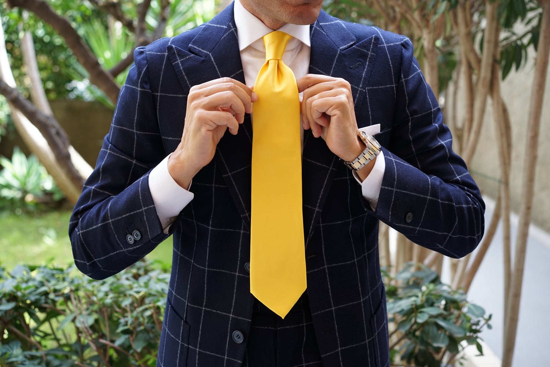 Sunflower Yellow Satin Necktie