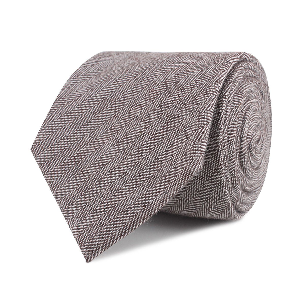 Brown Herringbone Linen Necktie