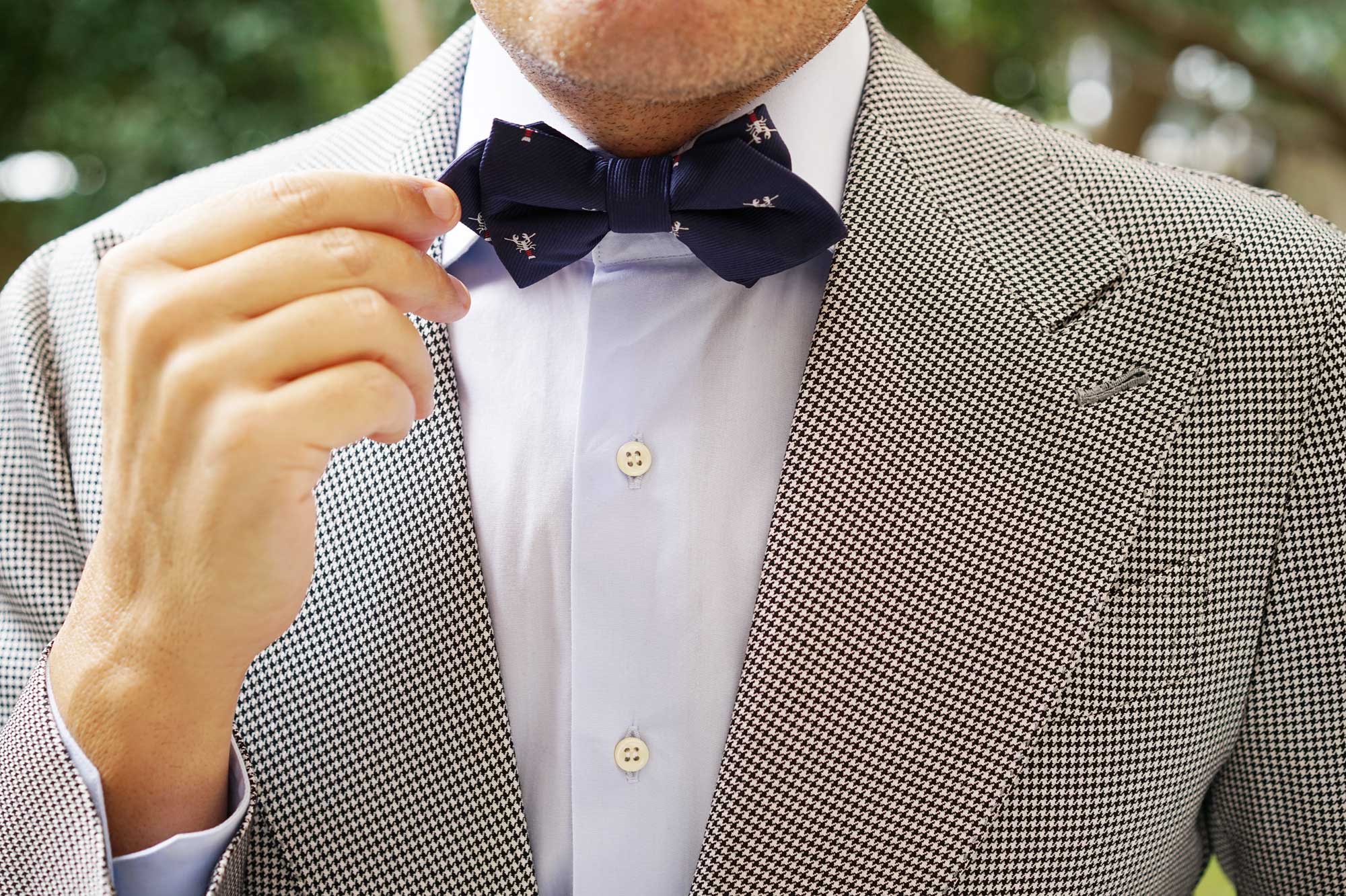 Navy Blue Lobster Diamond Bow Tie