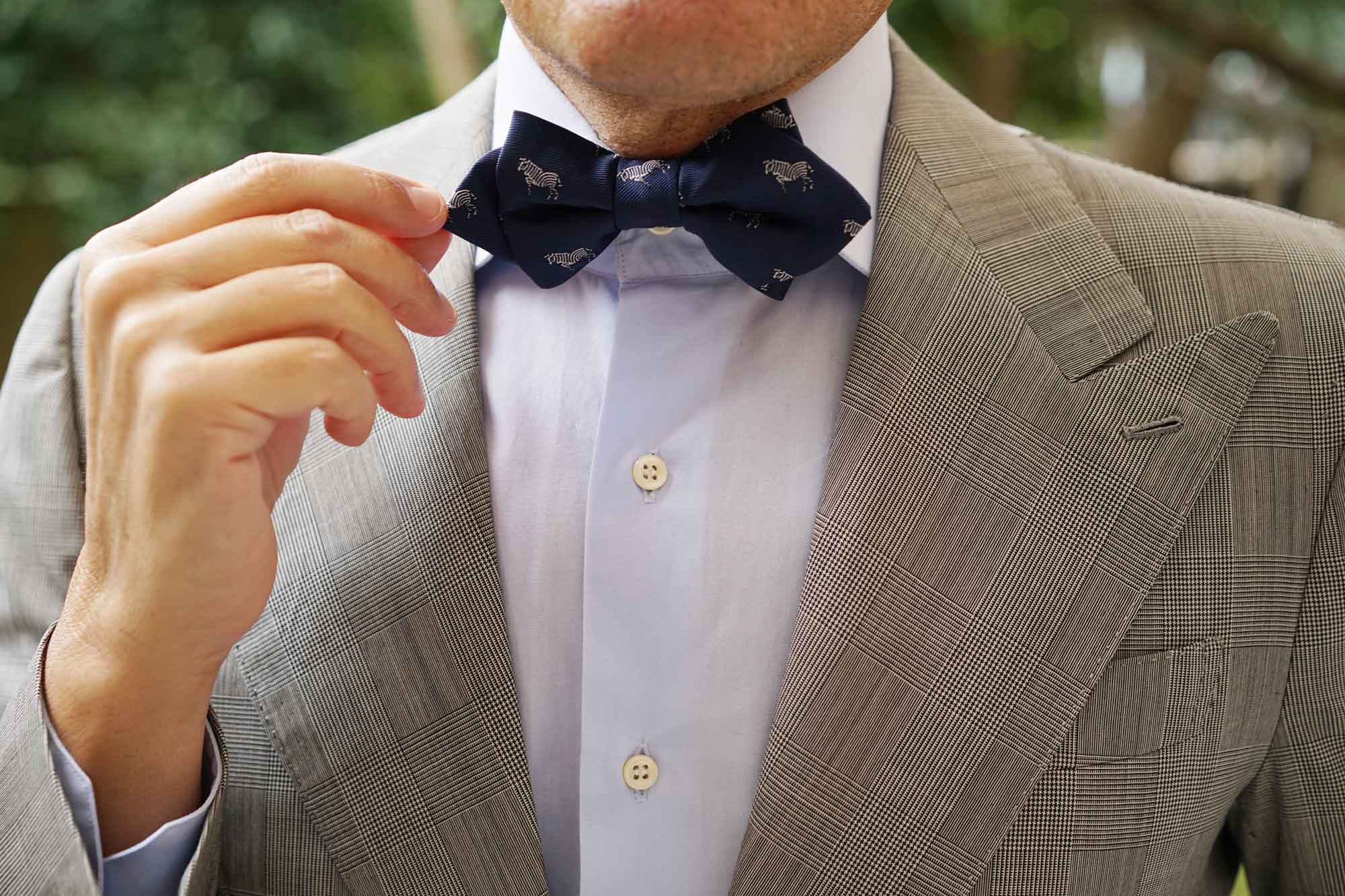 Navy Blue Zebra Diamond Bow Tie