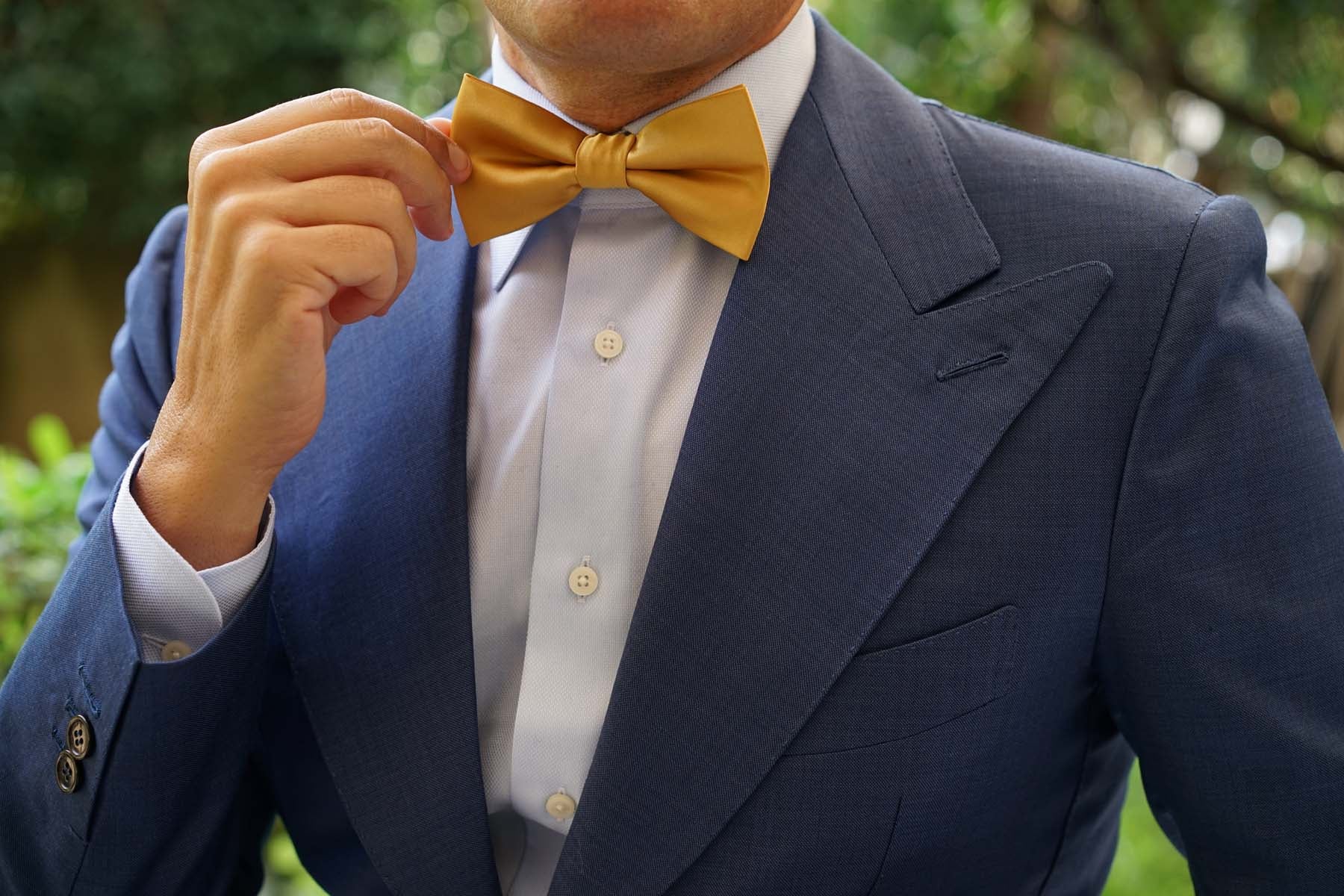 Gold Satin Bow Tie