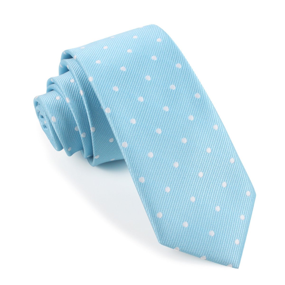 Sky Blue with White Polka Dots Skinny Tie