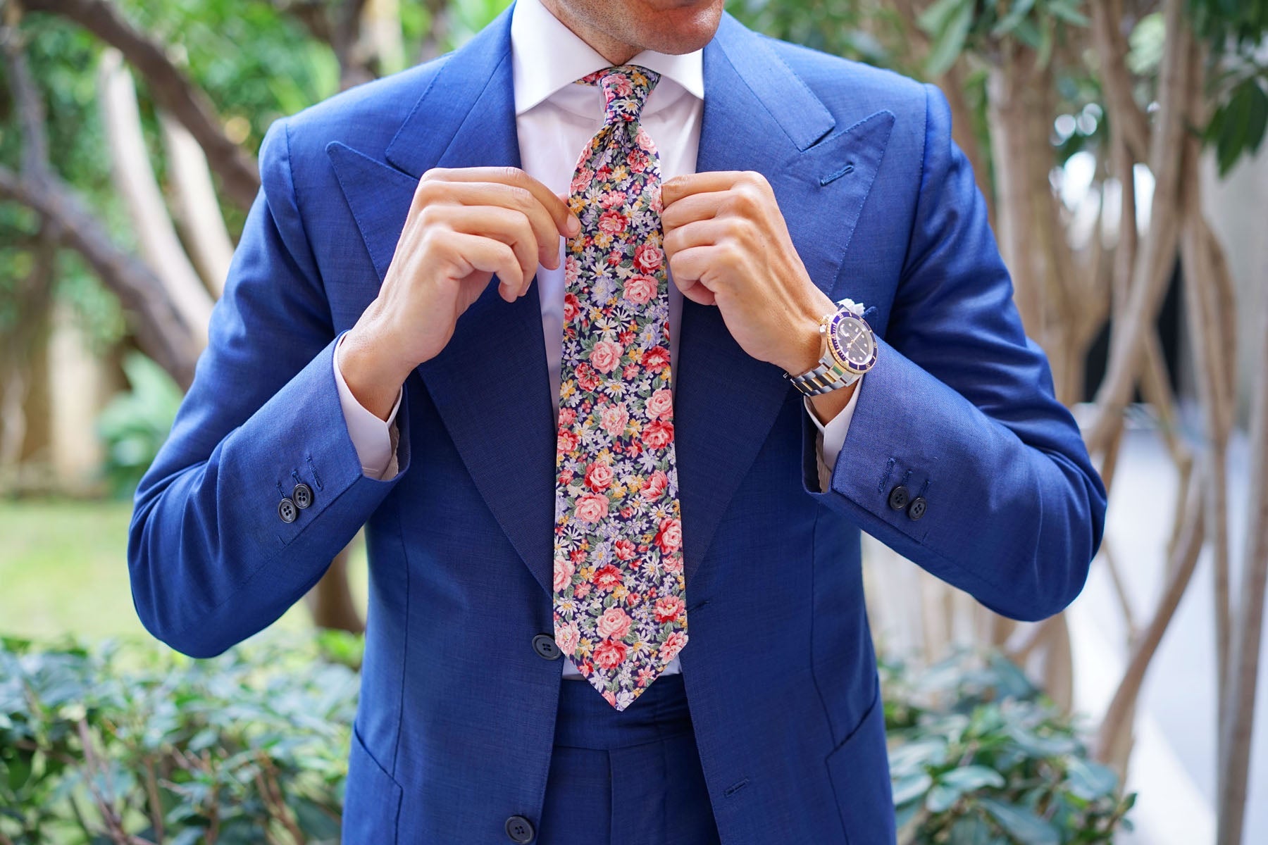 Pink Chrysanthemum Floral Tie