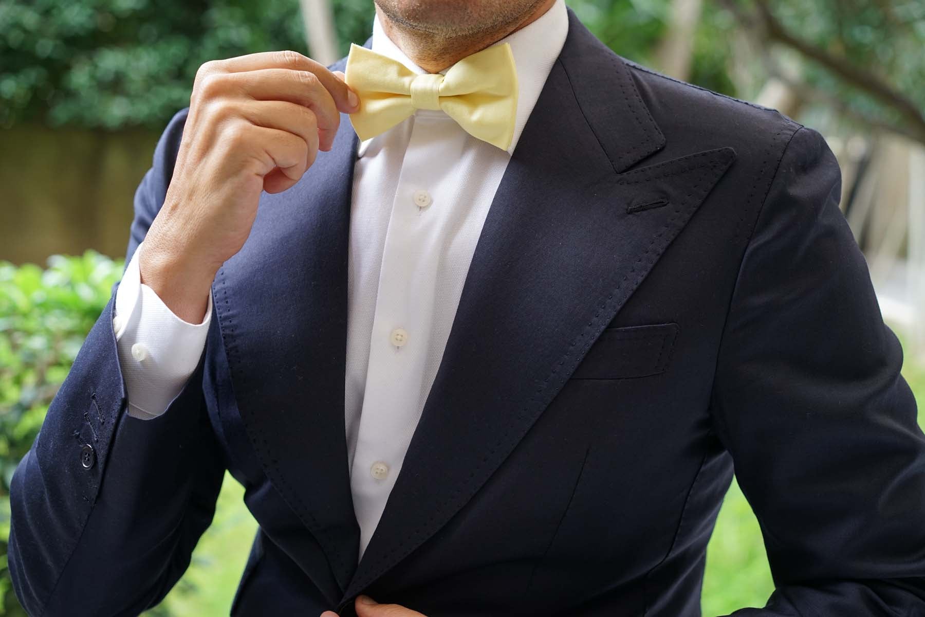 Pastel Yellow Cotton Bow Tie