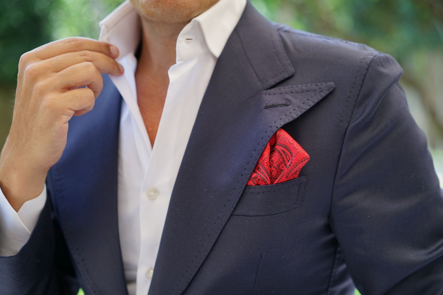 Paisley Red Maroon with Black - Pocket Square