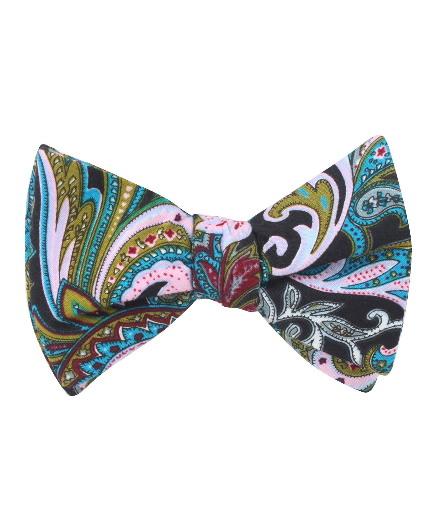 Filicudi Maroon & Green Paisley Self Bow Tie