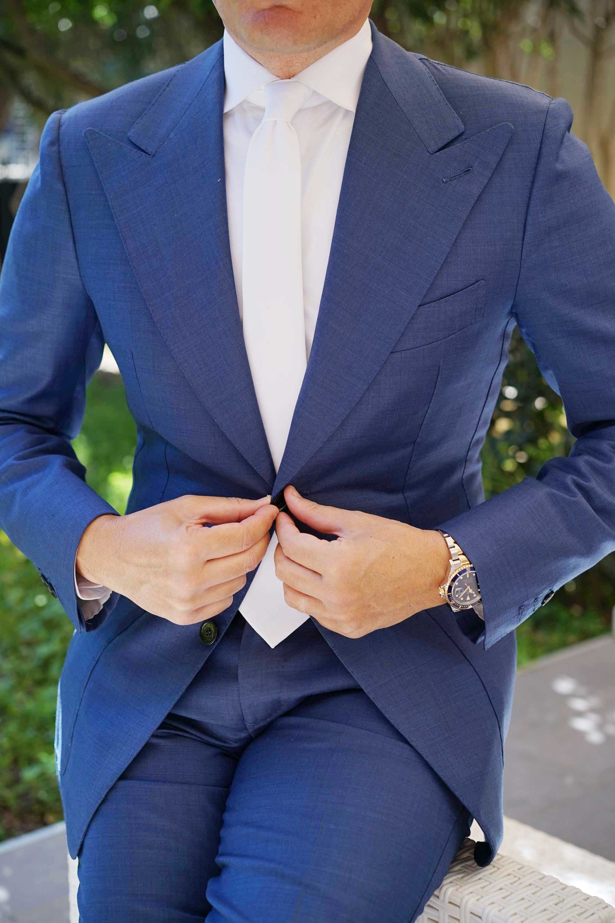 The OTAA White Cotton Skinny Tie