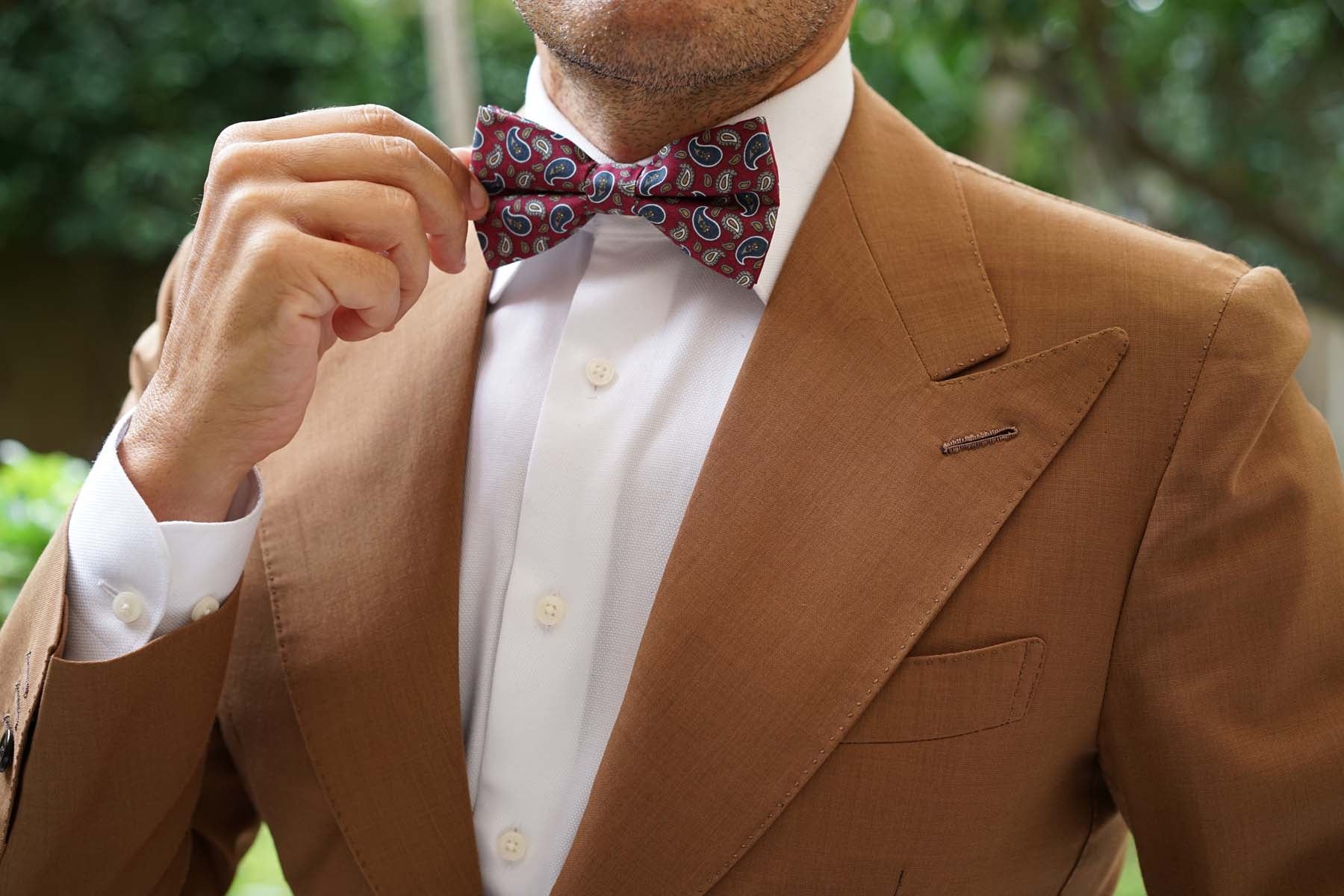 Shah of Iran Burgundy Paisley Bow Tie