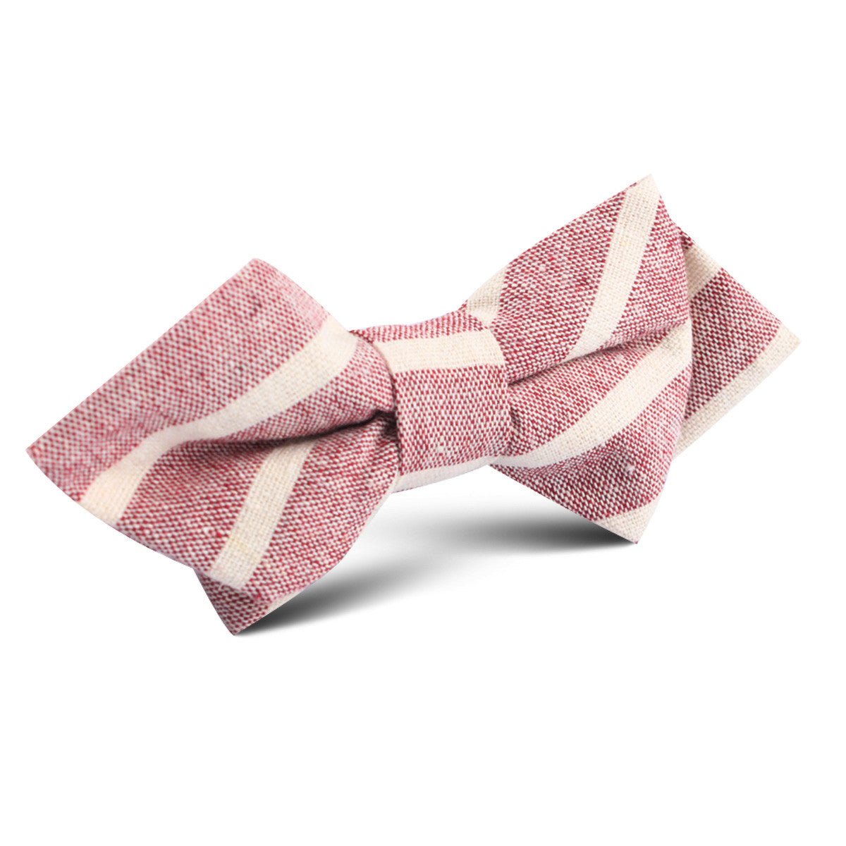 Turkish Delight Red Stripe Linen Diamond Bow Tie