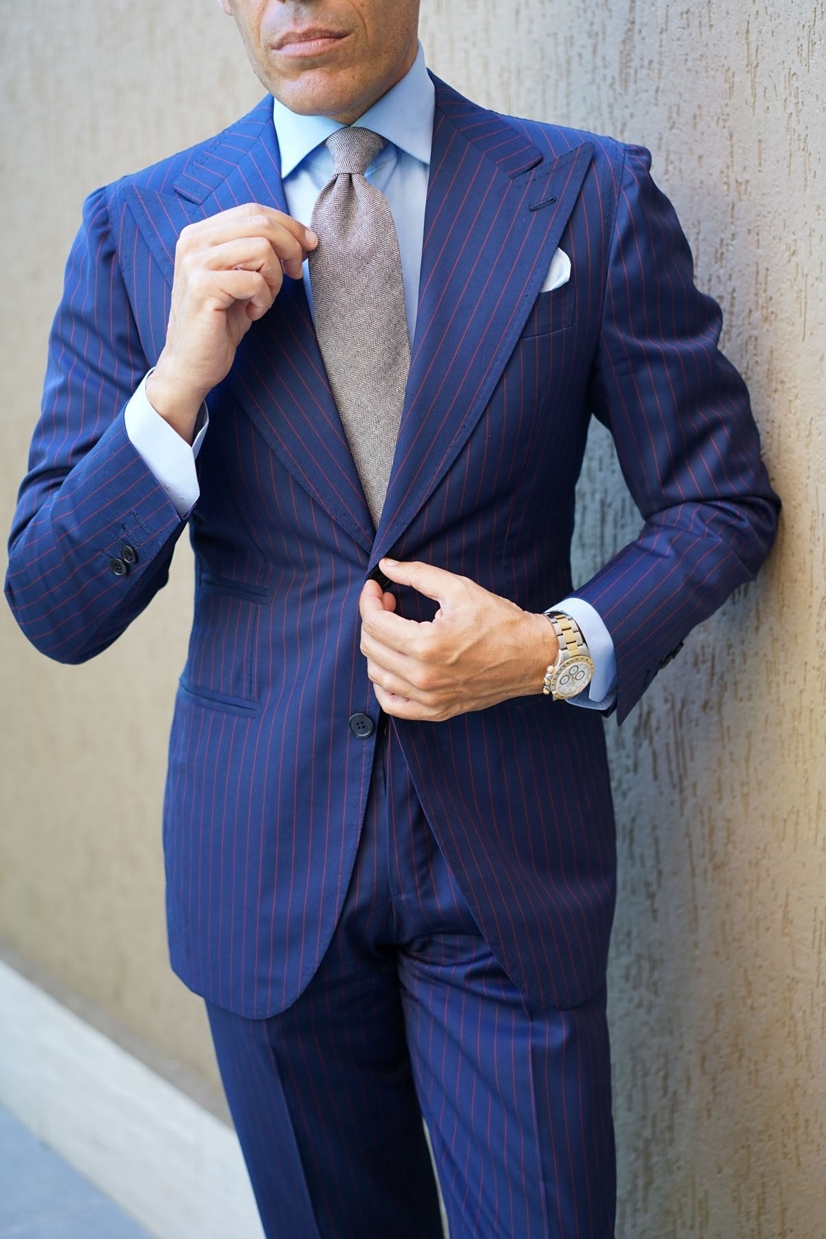 Brown Herringbone Linen Necktie