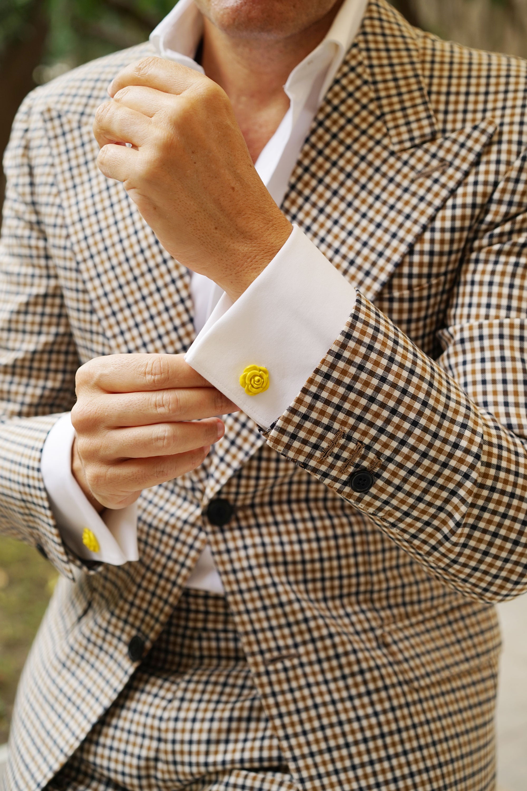 Yellow Rose Metal Cufflinks