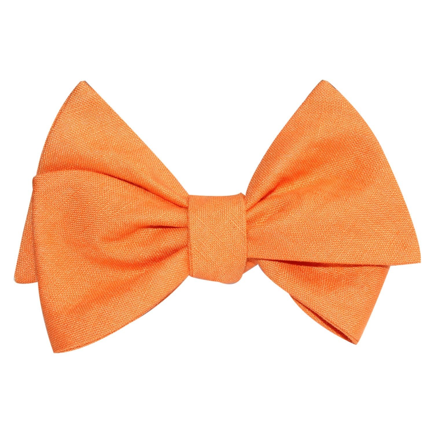 Orange Amber Slub Linen Self Tie Bow Tie