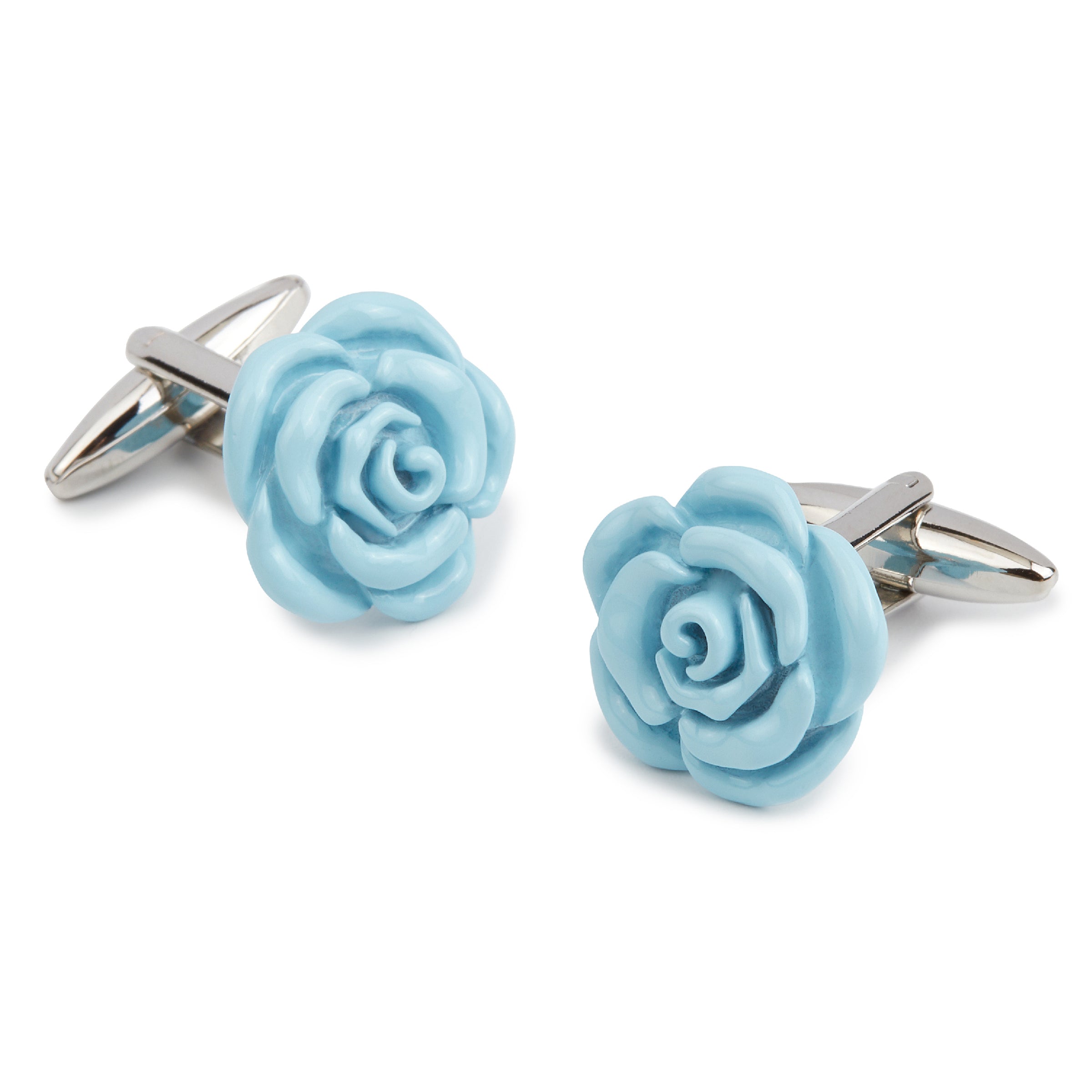 Baby Blue Rose Metal Cufflinks