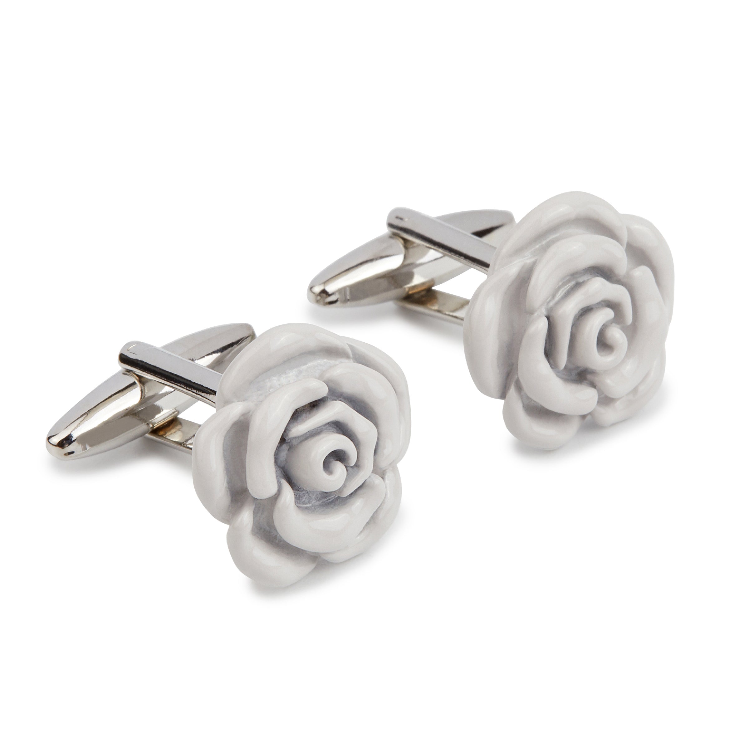 Light Grey Rose Metal Cufflinks