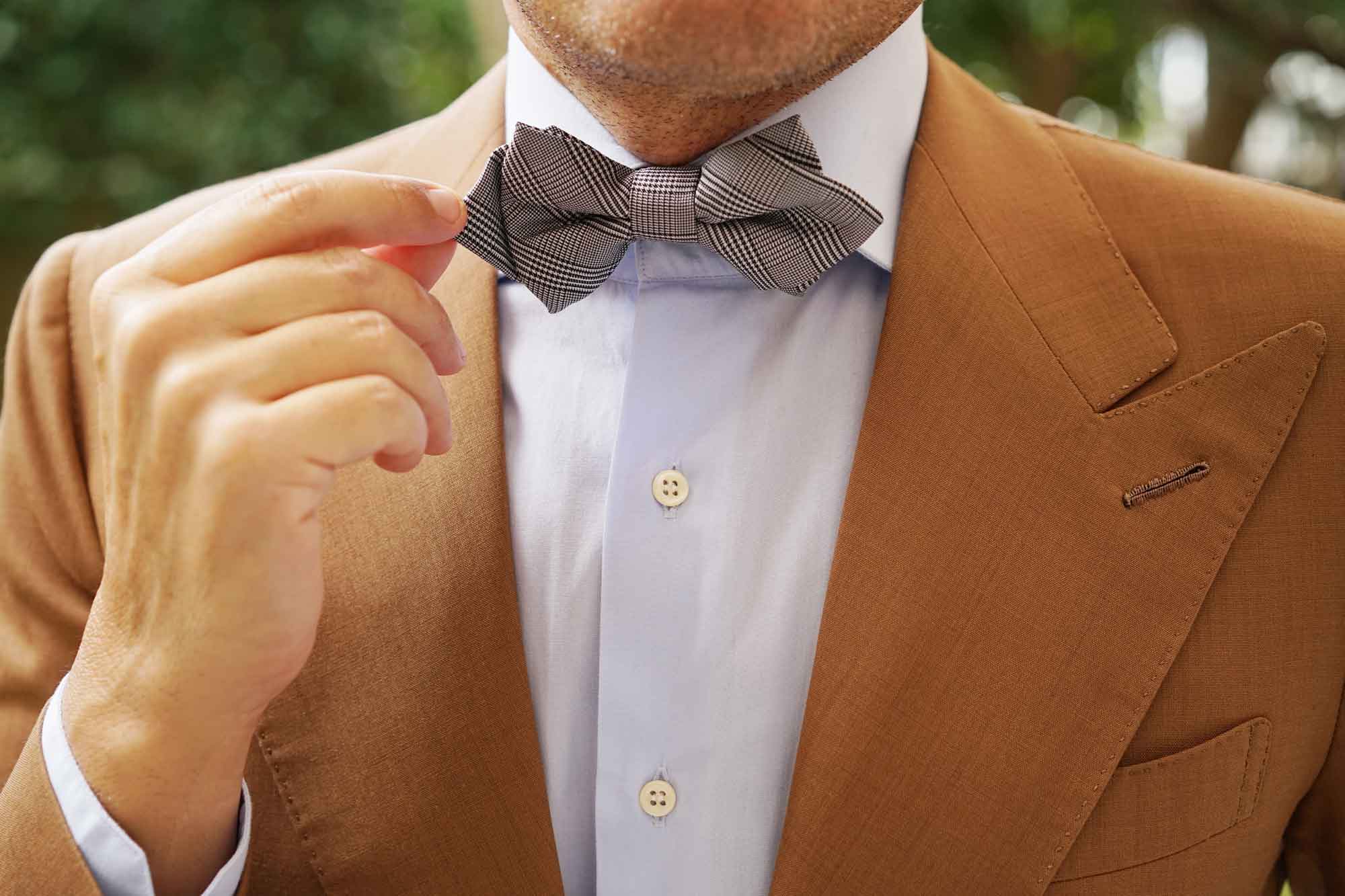 Grey Glen Plaid Diamond Bow Tie