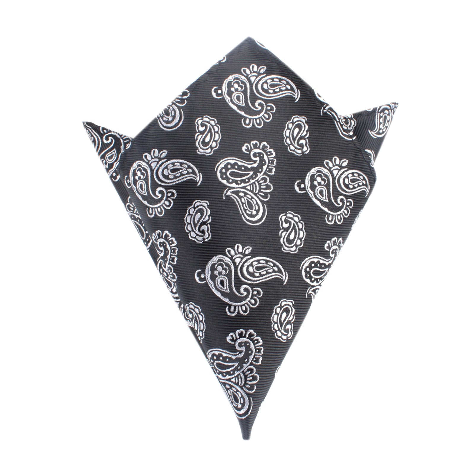 Paisley Coal Black Pocket Square