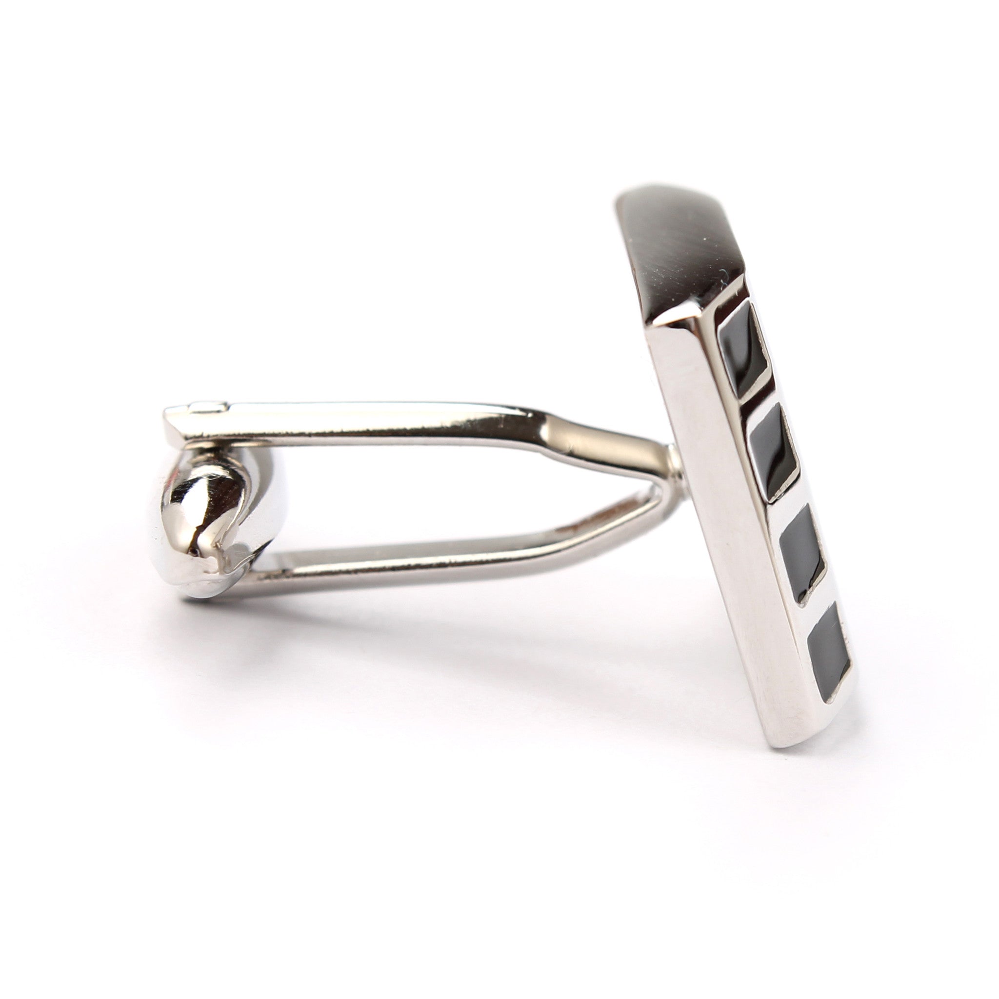 Black and Silver Rectangle Cufflinks