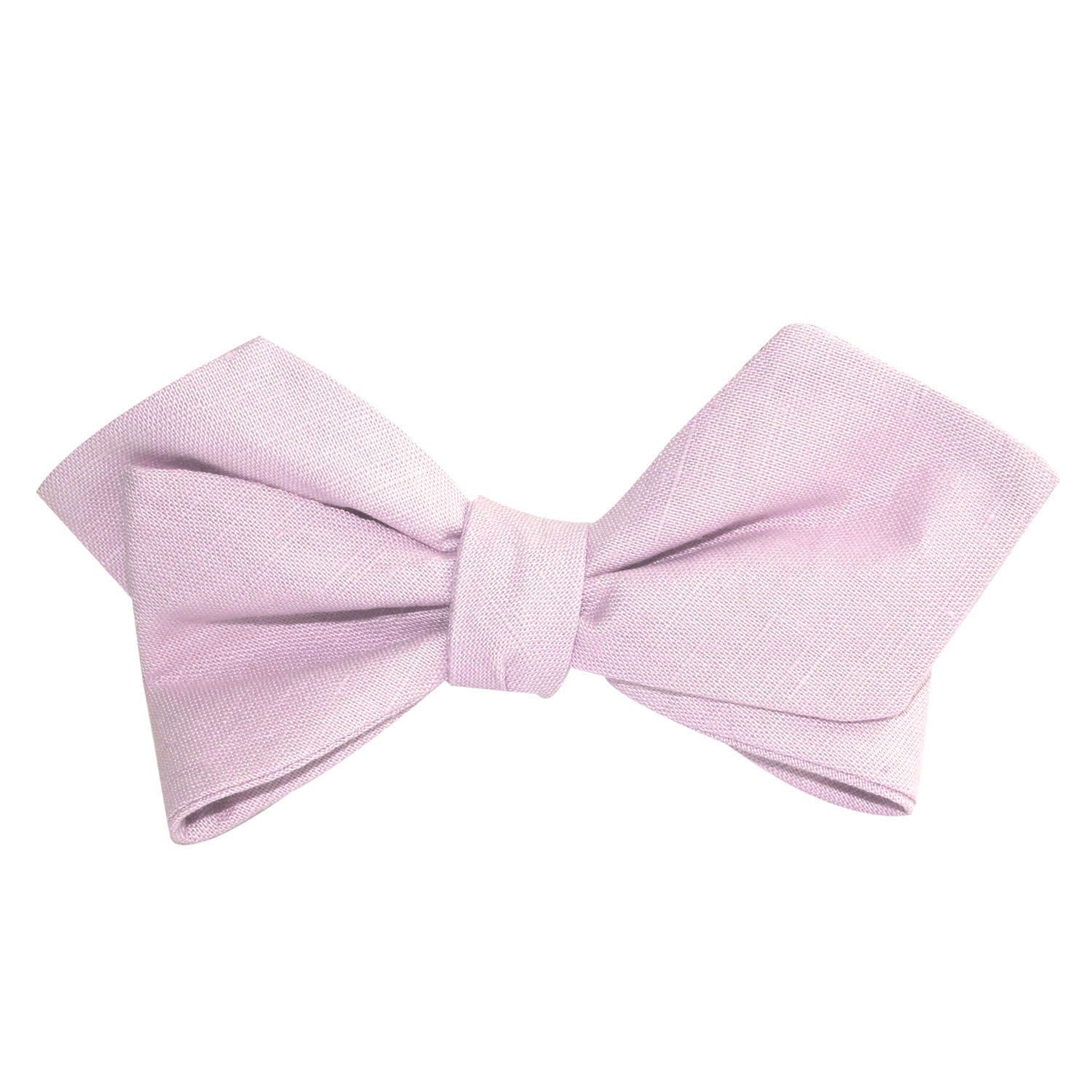 Purple Lilac Lavender Slub Linen Self Tie Diamond Tip Bow Tie