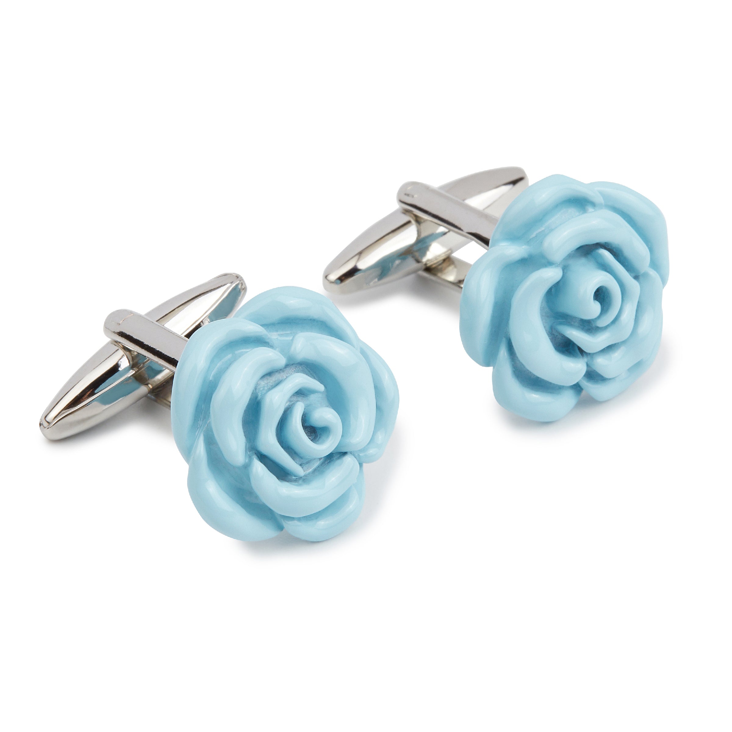 Baby Blue Rose Metal Cufflinks