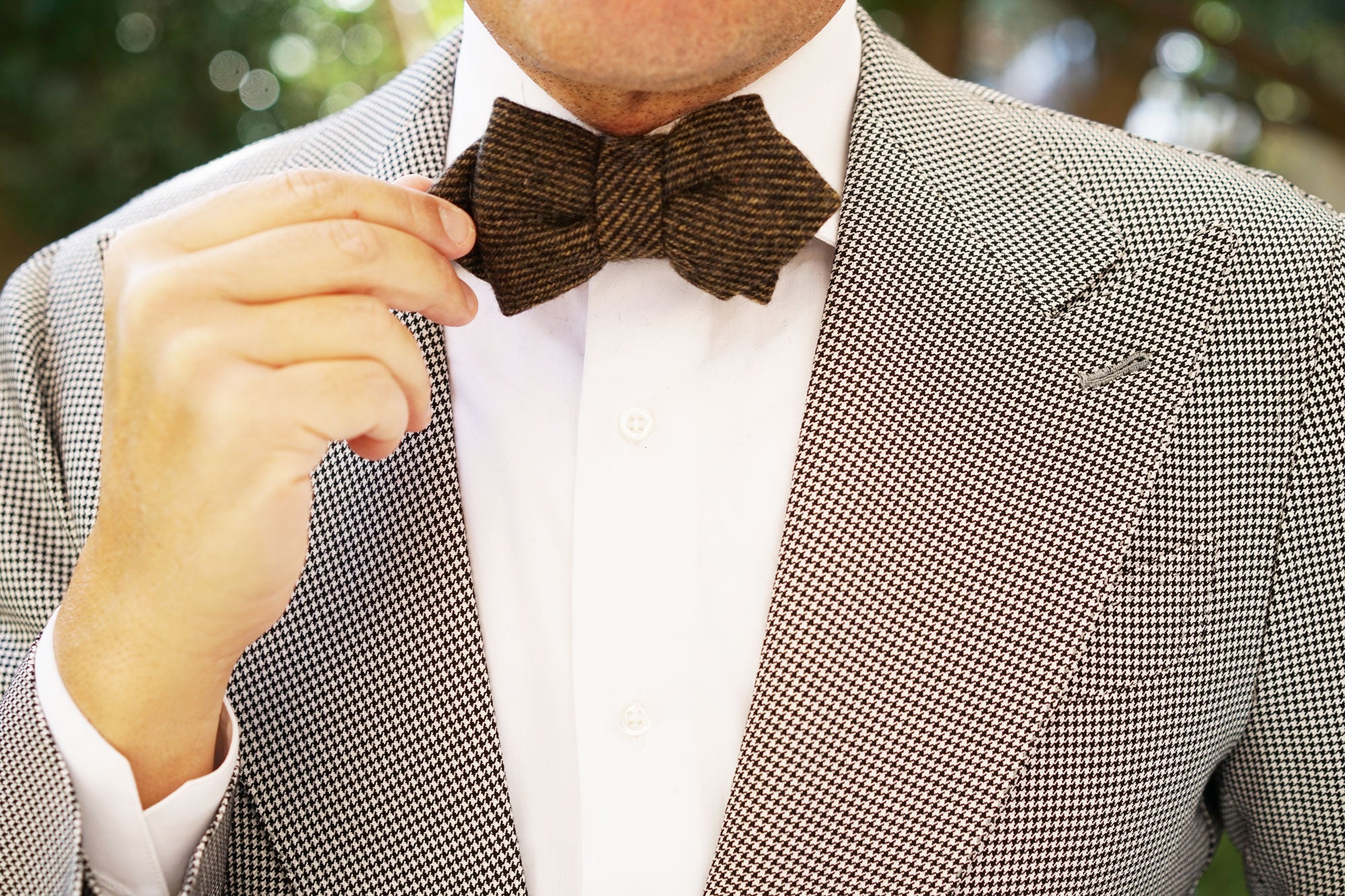 Chocolate Brown Striped Wool Diamond Bow Tie