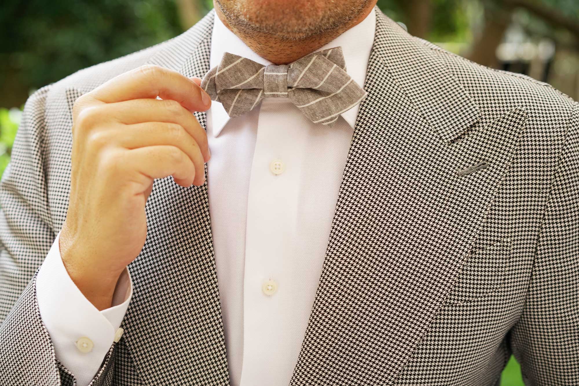 Grey Edinburgh Pinstripe Diamond Bow Tie