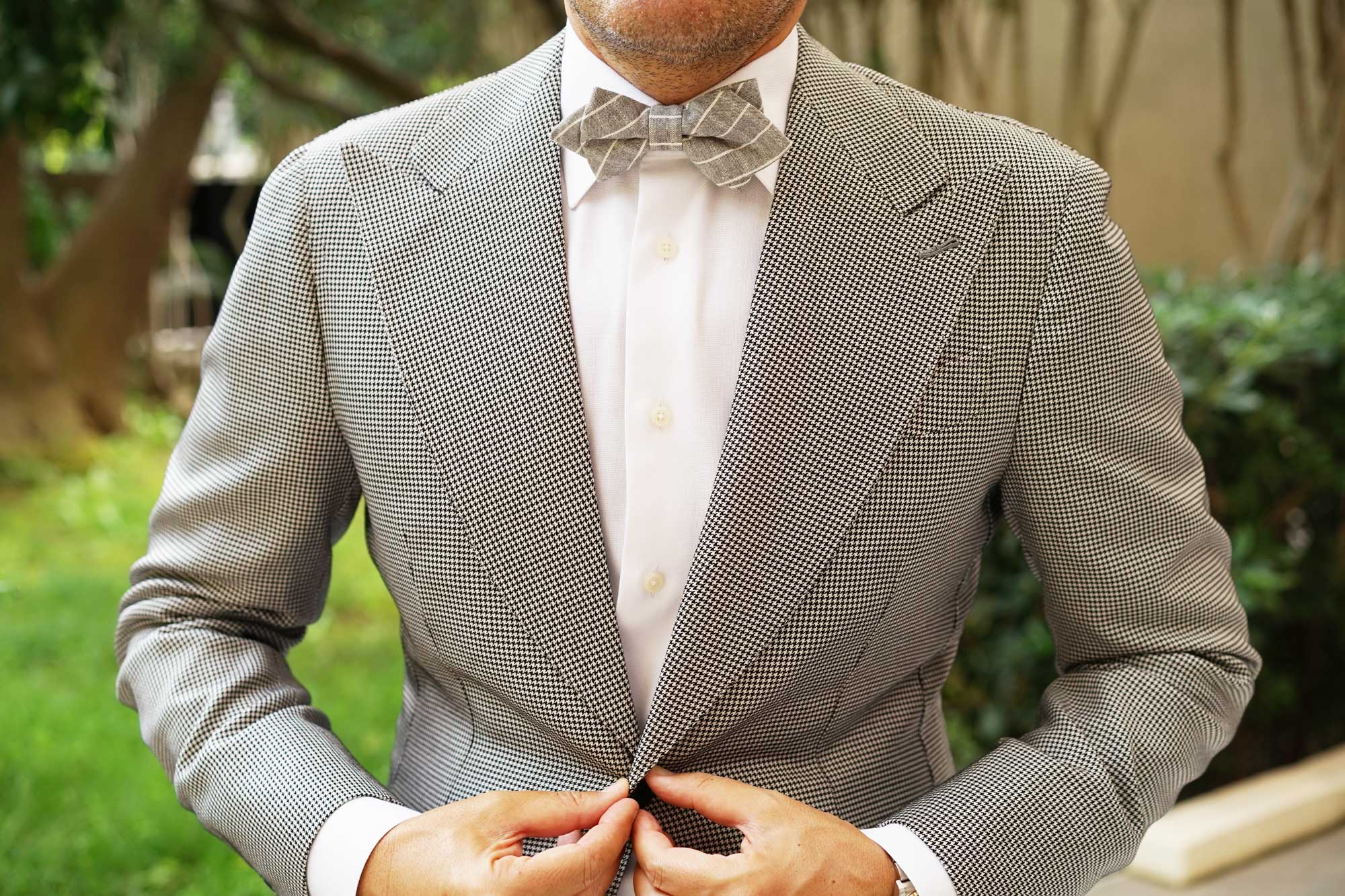 Grey Edinburgh Pinstripe Diamond Bow Tie