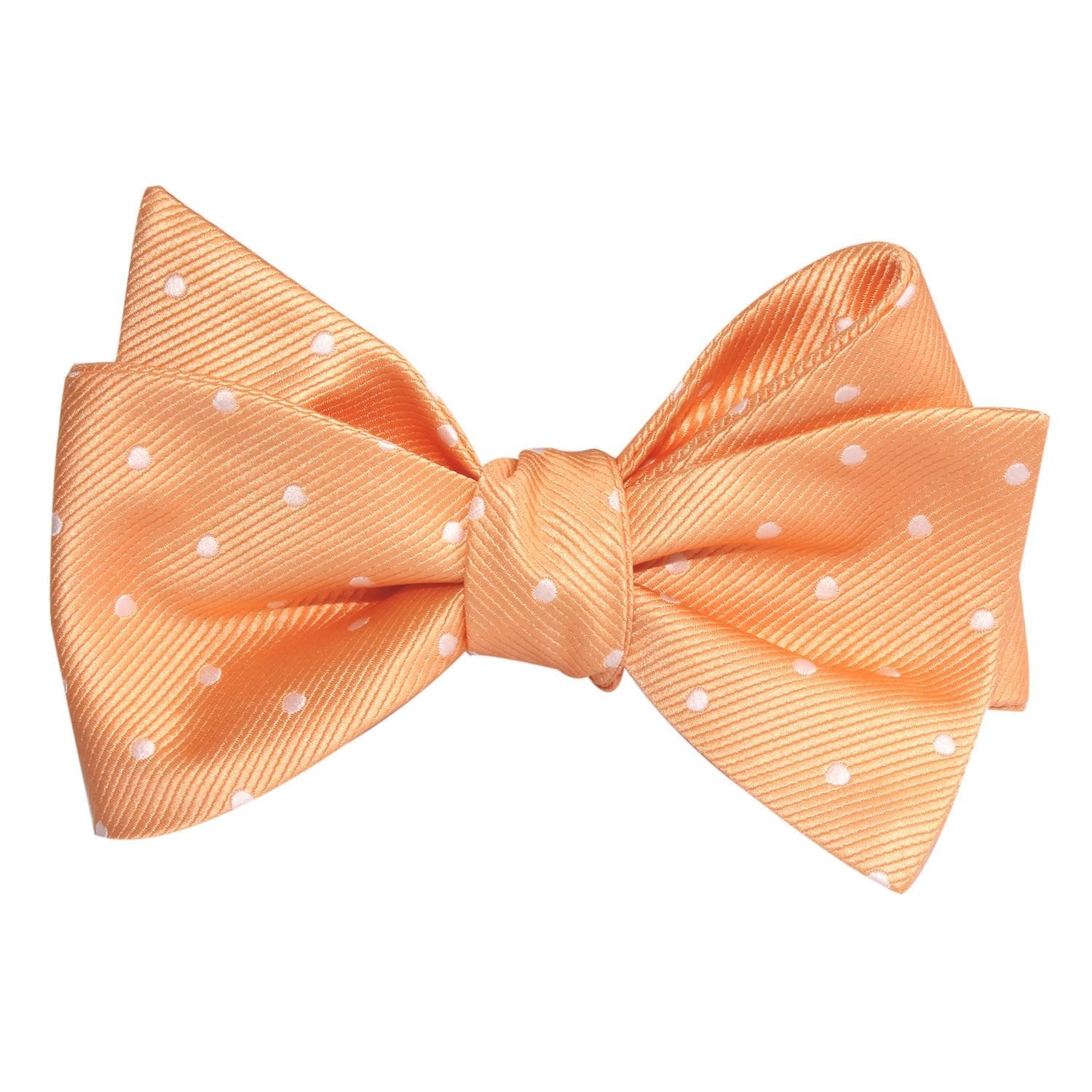 Orange with White Polka Dots Self Tie Bow Tie