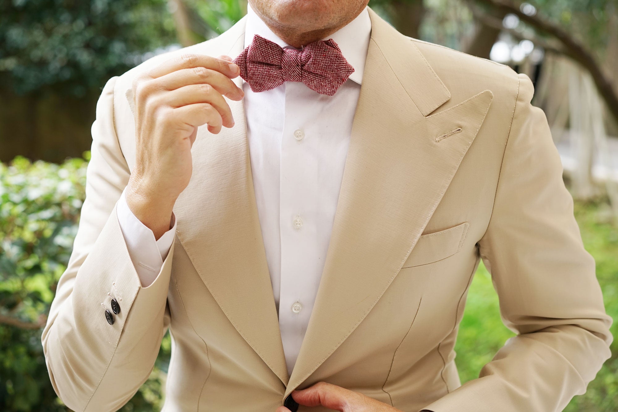 Burgundy Sharkskin Diamond Bow Tie