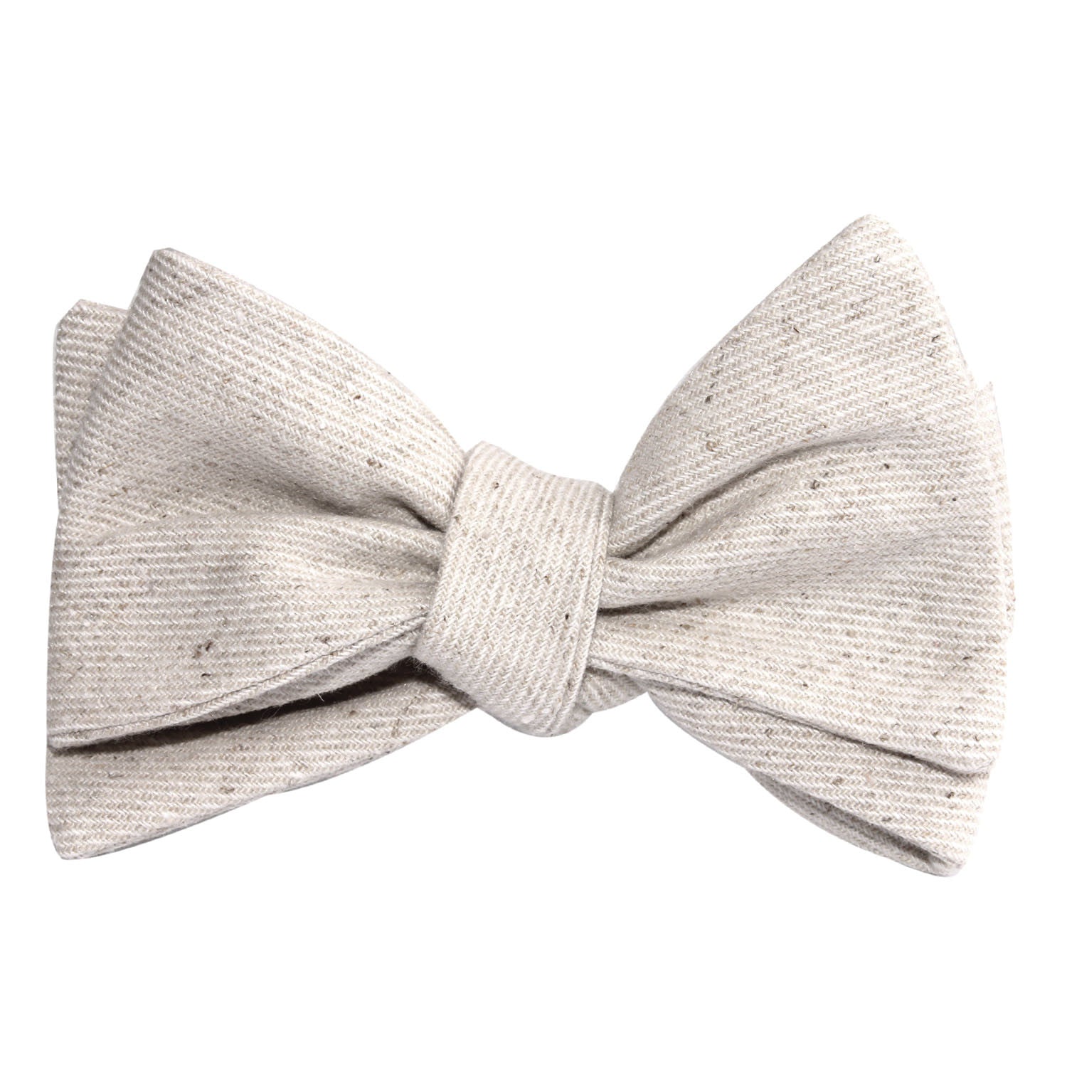 Khaki Twill Stripe Linen Self Tie Bow Tie