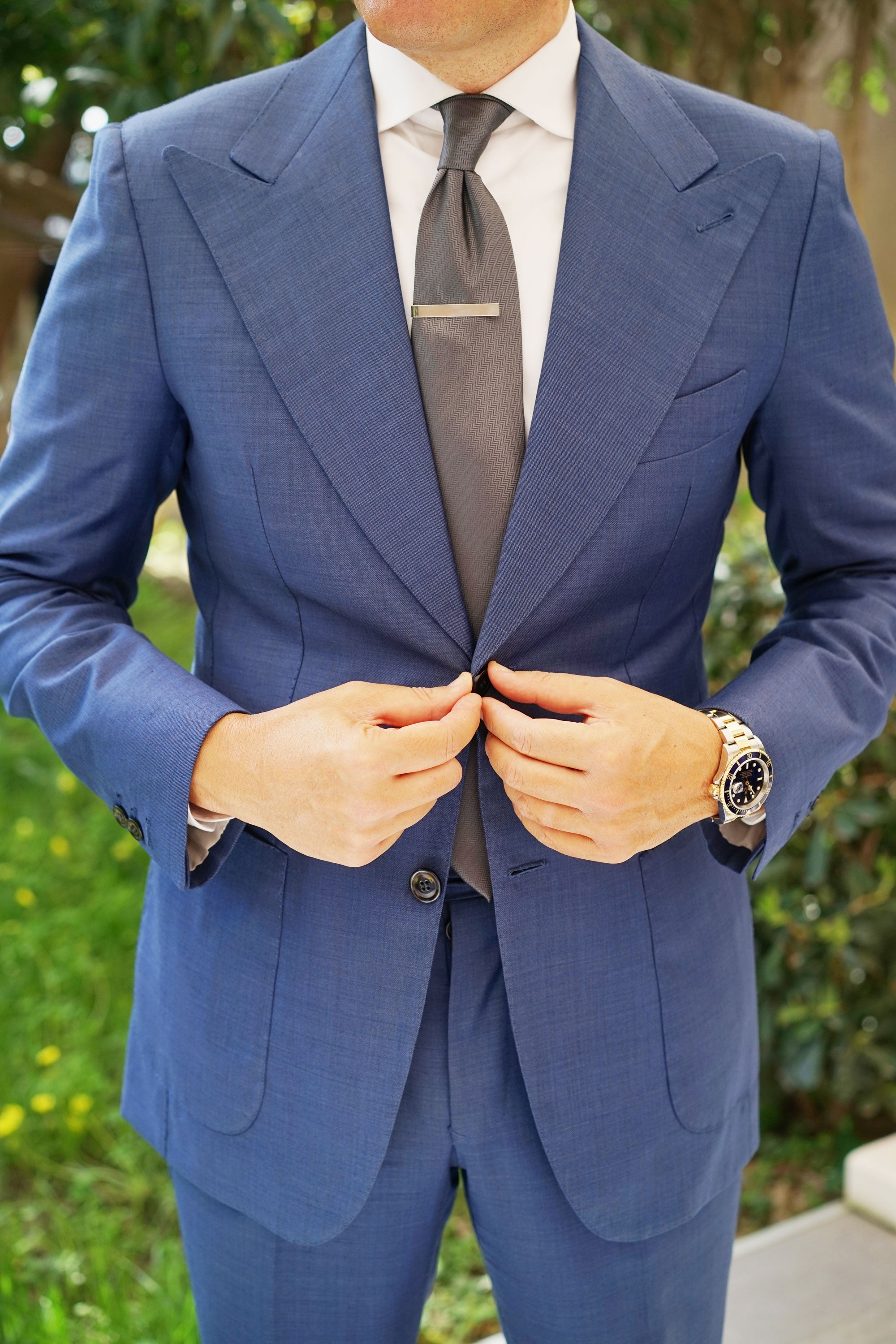 Shining Silver Square Clasp Tie Bar