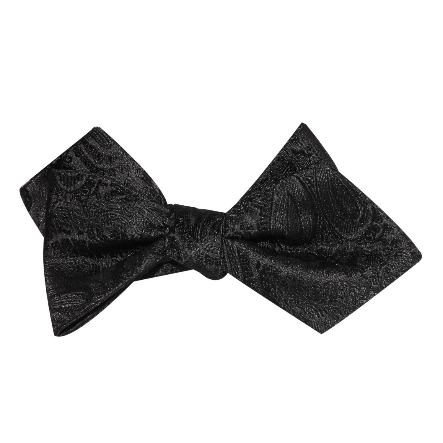 Paisley Midnight Black Self Tie Diamond Tip Bow Tie