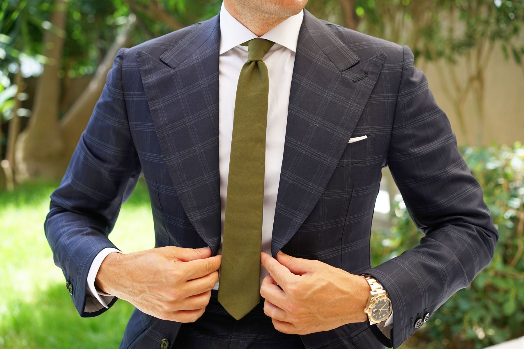 Army Green Cotton Skinny Tie