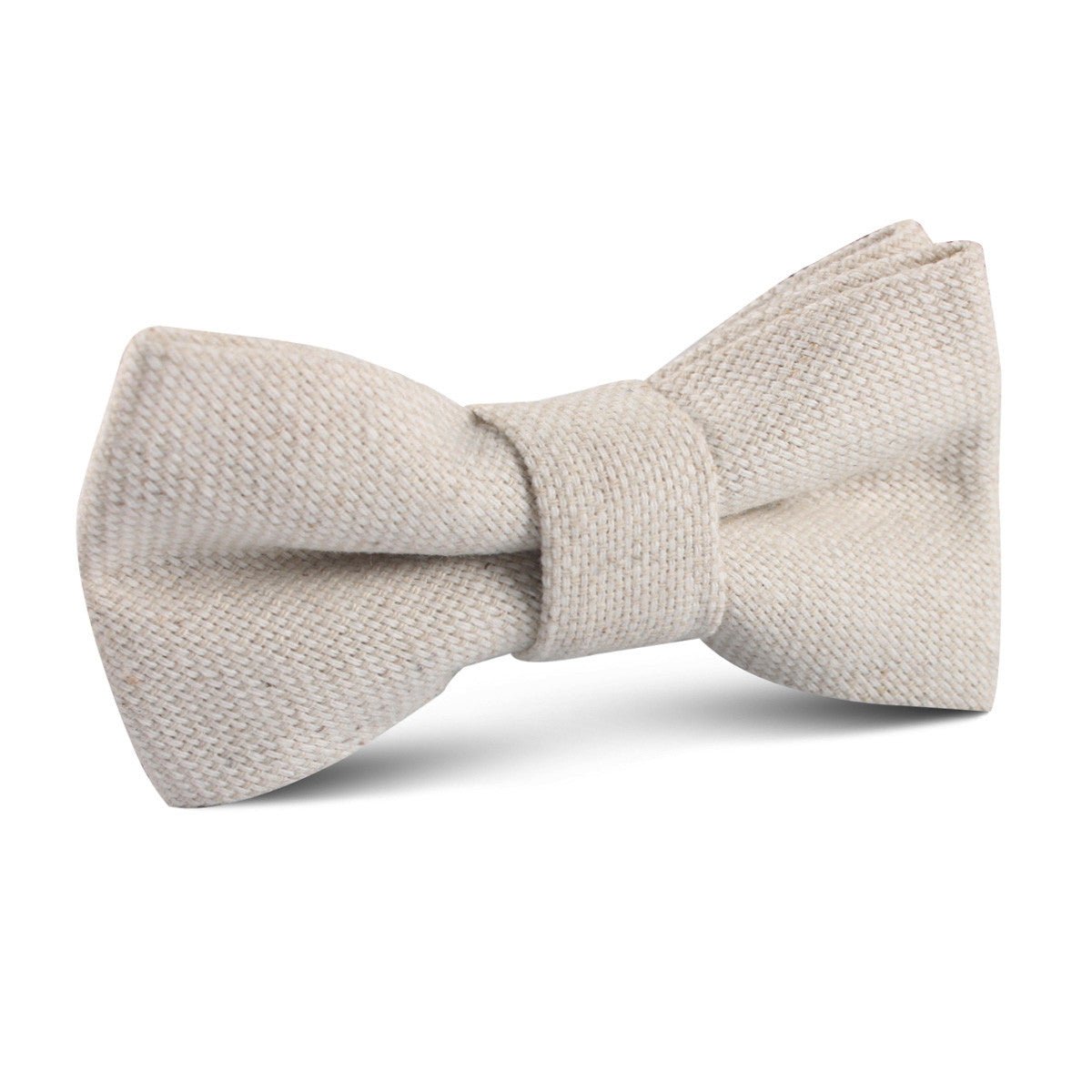 Dry Khaki White Linen Kids Bow Tie