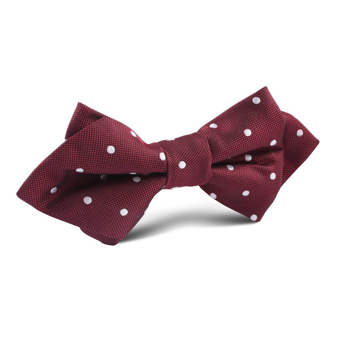 Mahogany Maroon with White Polka Dots Diamond Bow Tie