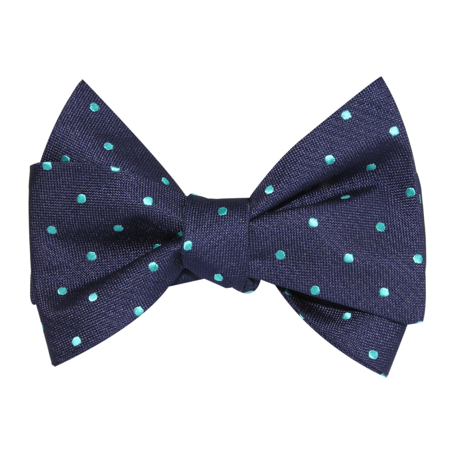 Navy Blue with Mint Blue Polka Dots Self Tie Bow Tie